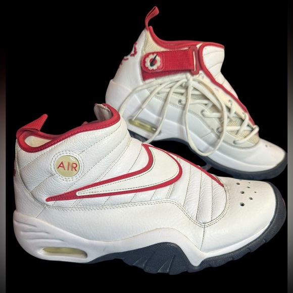 NIKE 2016 AIR SHAKE NDESTRUKT Sneakers Shoes Men’s Size 9.5 Bulls White Red - Picture 1 of 8